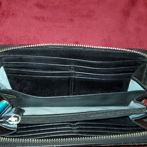 Coach Julia Op Art Signature Accordion Zip Around Wallet Black‎ Grey Silver - Picture 6 of 9